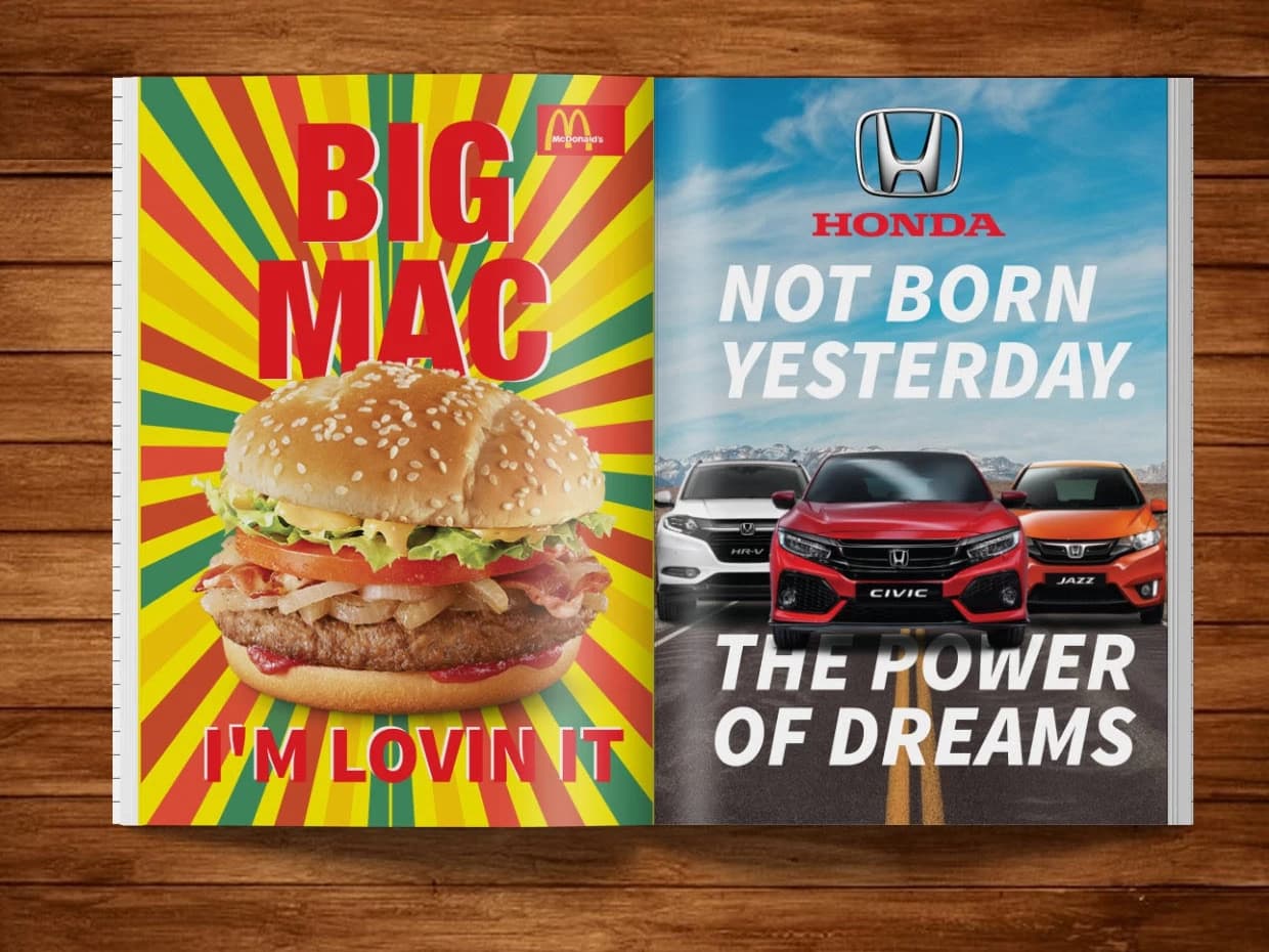 Dergi ve basılı mecra reklam yerleşimi örneği