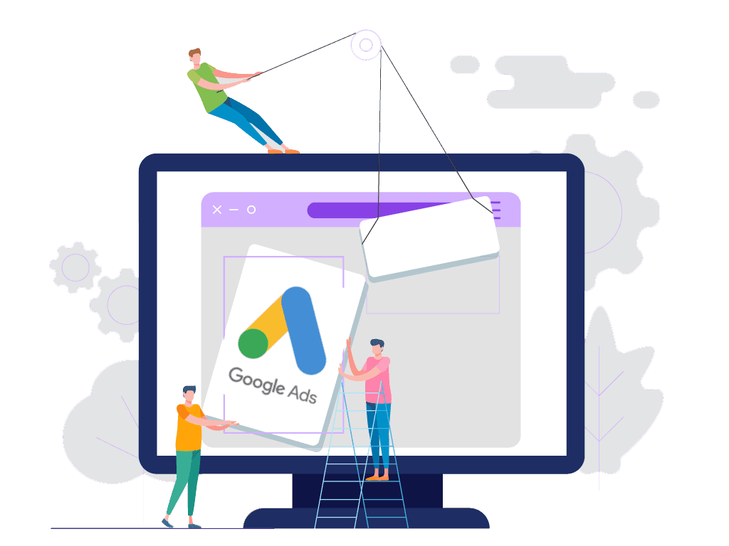 Google Ads arama ağı reklamı illüstrasyonu