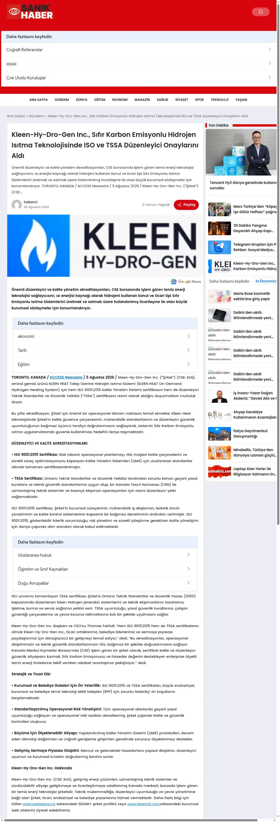 Sanikhaber.com önizleme