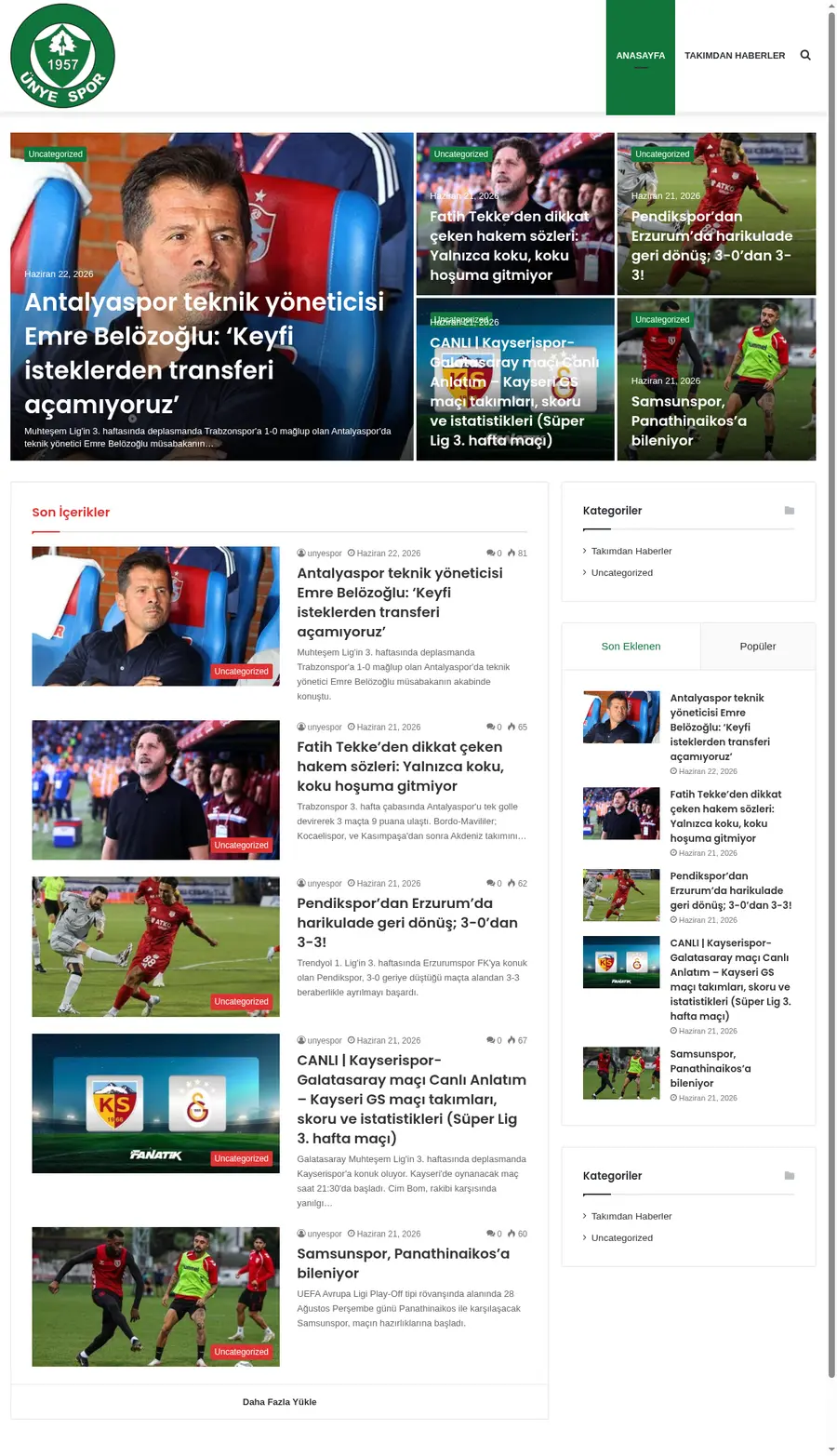 Unyespor.com önizleme