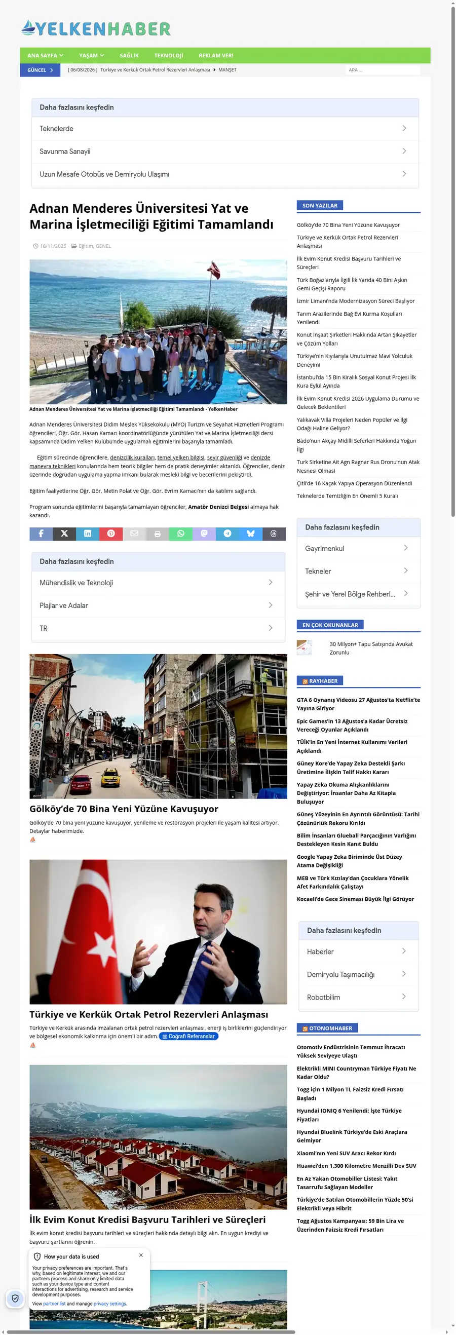 Yelkenhaber.net önizleme